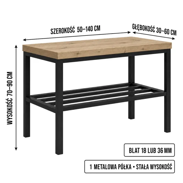 Stojak metalowy na buty - Dąb Evoke