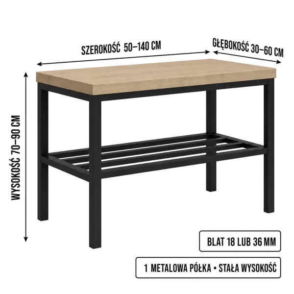Stojak metalowy na buty - Dąb Cremona