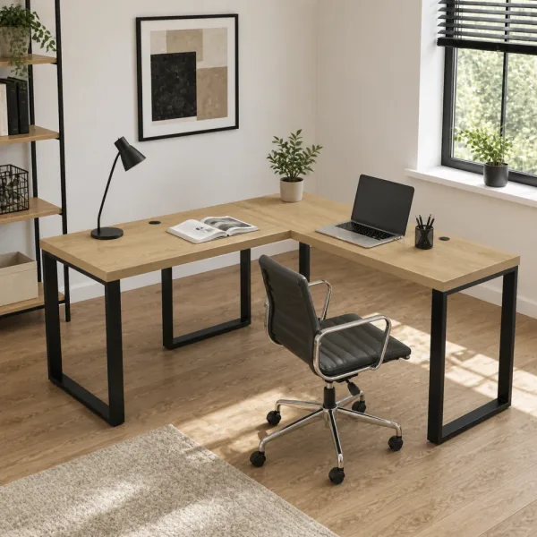 Biurko narożne loft - Dąb Cremona