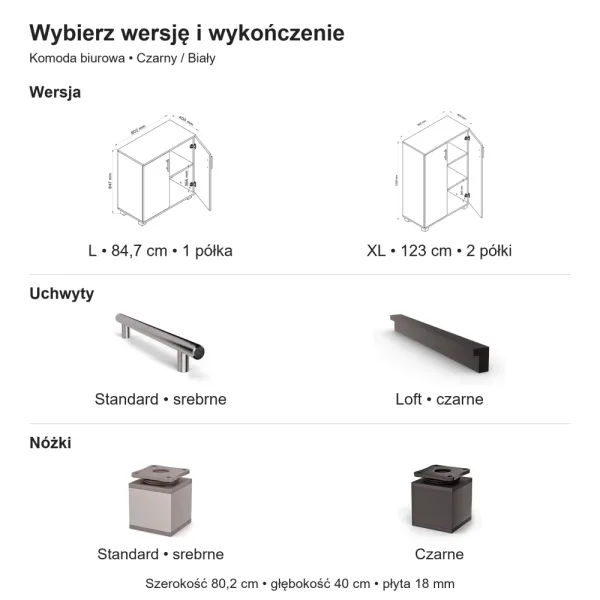 Komoda biurowa na dokumenty - Czarny / Biały