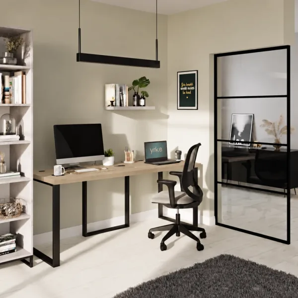 Biurko podwójne Iron Duo Loft - Dąb Cremona