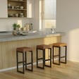 Hoker tapicerowany loft - Karmelowy ekoskóra