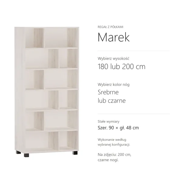 Regał z półkami Marek - Sosna