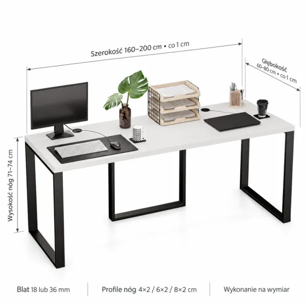 Biurko podwójne Iron Duo Loft - Biały