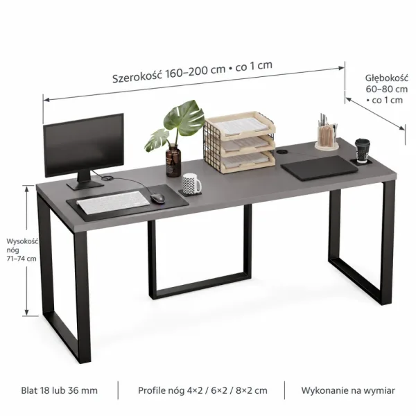 Biurko podwójne Iron Duo Loft - Grafit