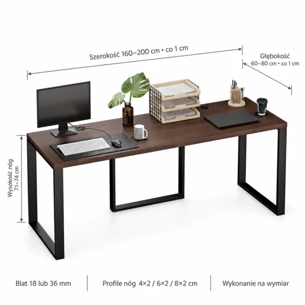Biurko podwójne Iron Duo Loft - Wenge