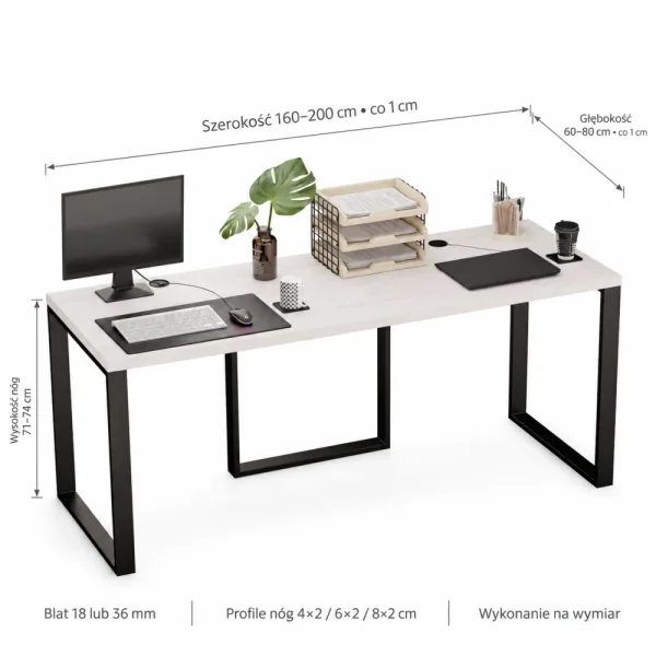 Biurko podwójne Iron Duo Loft - Sosna