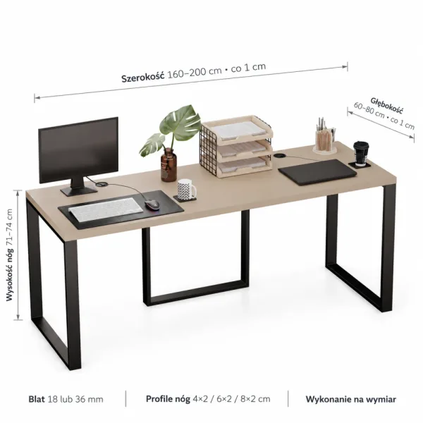 Biurko podwójne Iron Duo Loft - Cappuccino